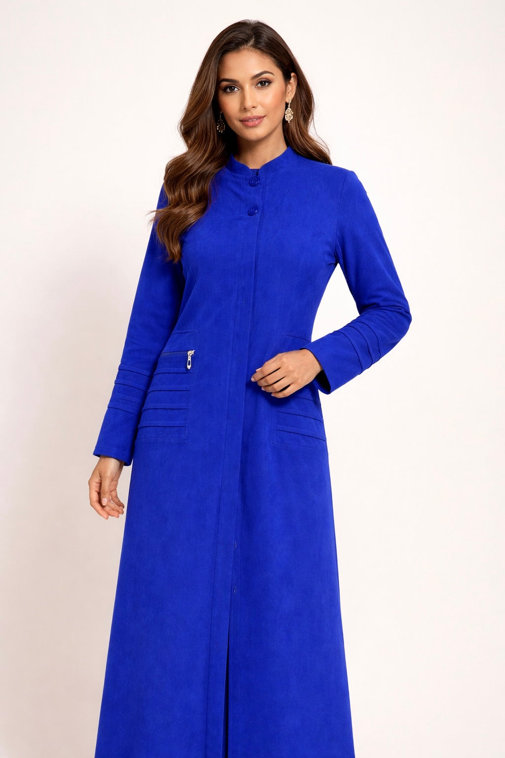 Abaya Faux Daim avec poche zippée