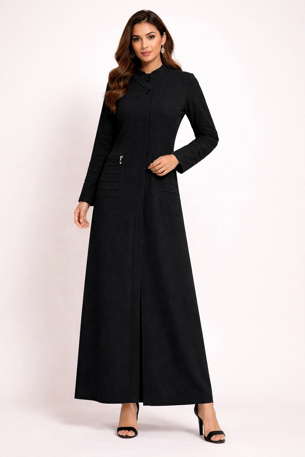 Abaya Faux Daim avec poche zippée